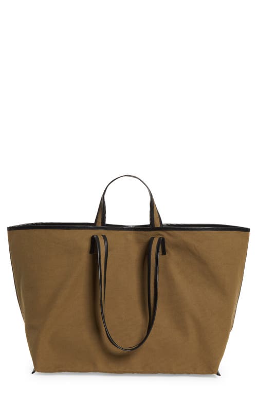 Kassl Large Contrast Trim Canvas Tote In Brown