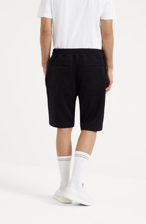 Shop Brunello Cucinelli Cotton, Cashmere And Silk French Terry Double Cloth Bermuda Shorts In Black