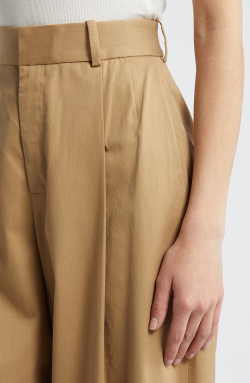 Shop Frame Pleated Wide Leg Trousers In Camel