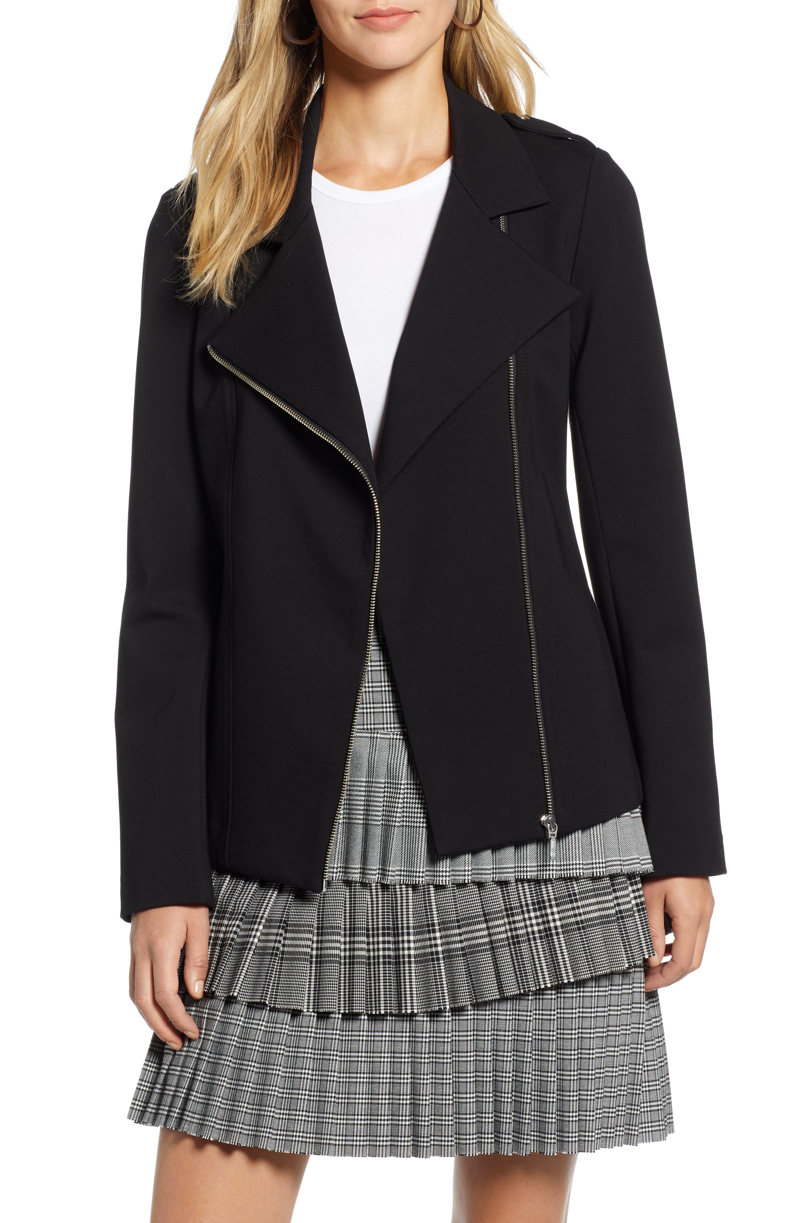 Halogen® Long Knit Moto Jacket (Regular & Petite) Nordstrom