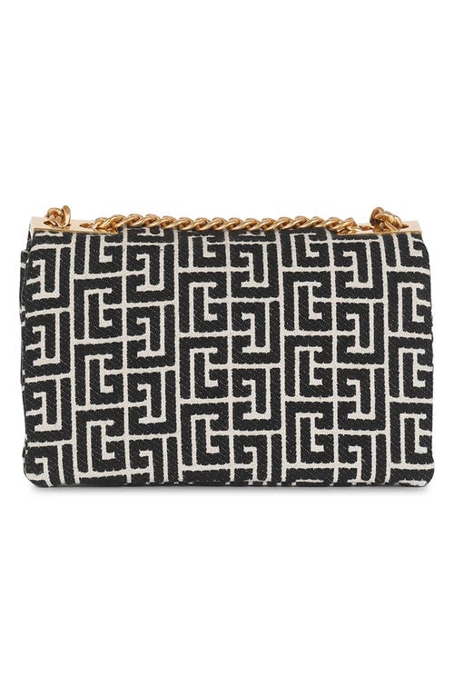 Shop Balmain Small 1945 Soft Monogram Jacquard Crossbody Bag In Gfe Ivory/black