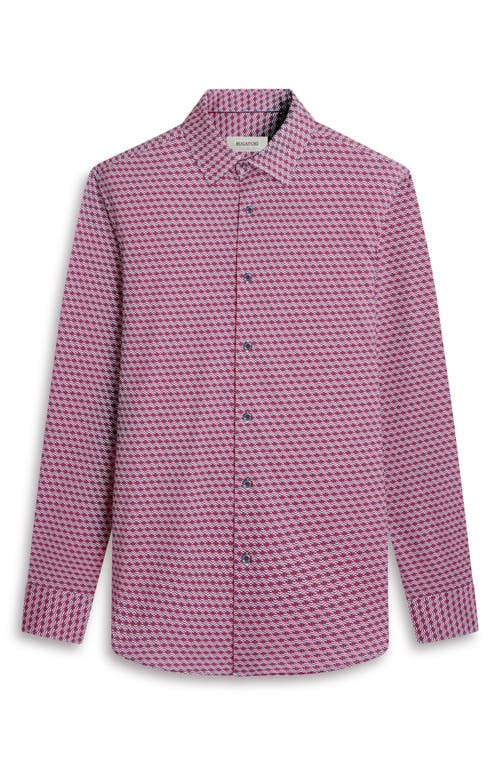 Bugatchi James Ooohcotton® Geo Print Button-up Shirt In Ruby