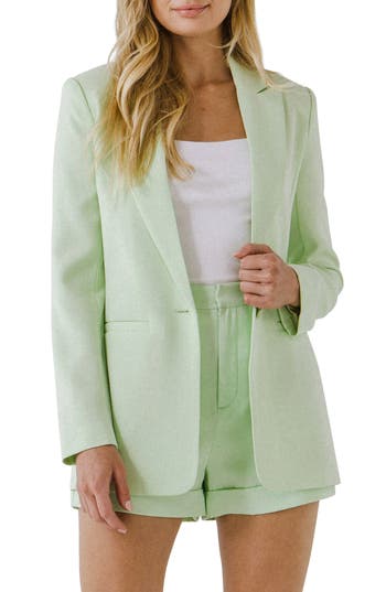 Endless Rose Tailored Single Button Blazer In Pistachio