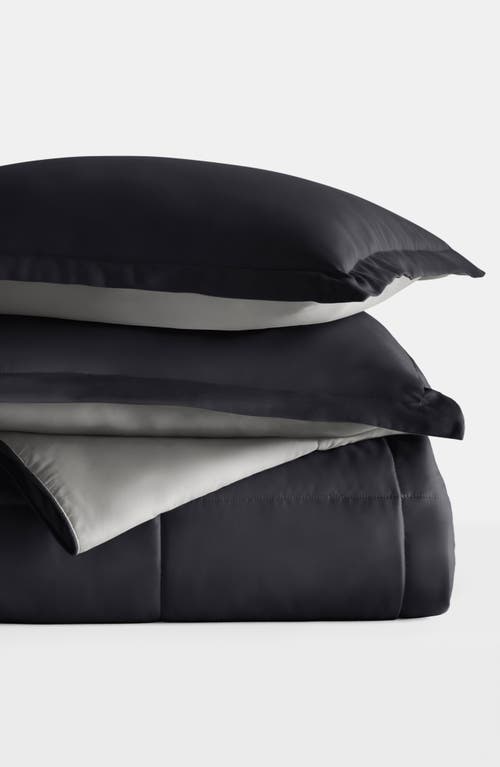 Homespun Premium Down Alternative Reversible Comforter Set In Black/fog
