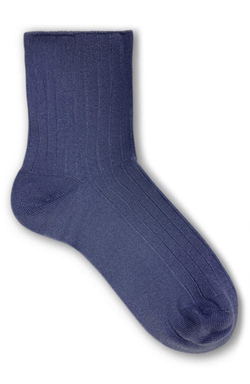 LECHERY® Ribbed Crew Socks in Dusty Blue