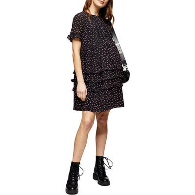 Topshop Ditsy Floral Ladder Trim Maternity Dress, US (fits like 0-2) - Black