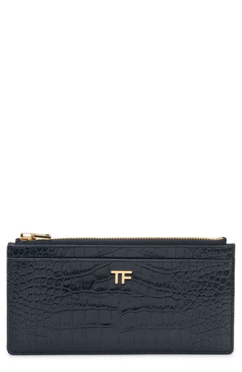 TOM FORD Croc Embossed Patent Leather Wallet in Black at Nordstrom