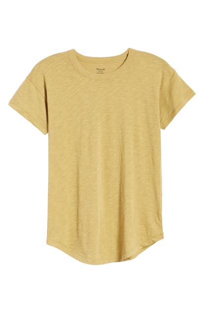 Madewell Whisper Cotton Ribbed Crewneck T-shirt In Olive Surplus