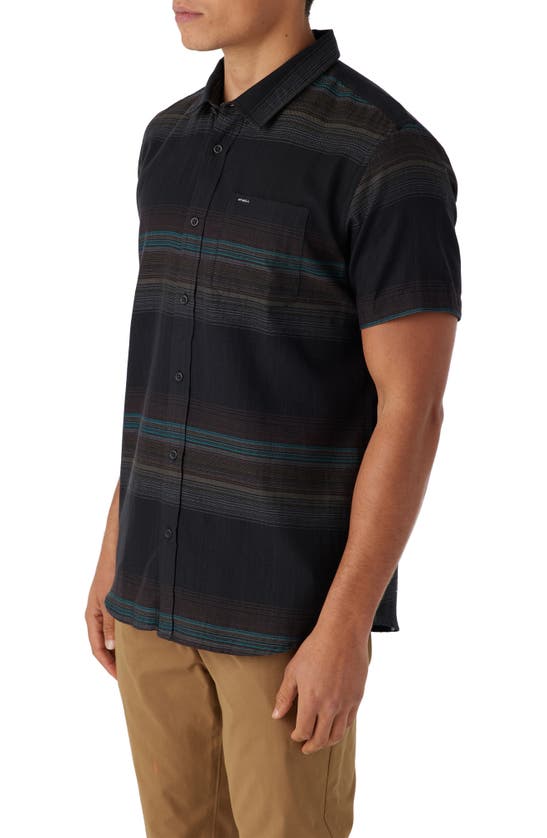 Shop O'neill Seafaring Stripes Short Sleeve Button-up Shirt In Black