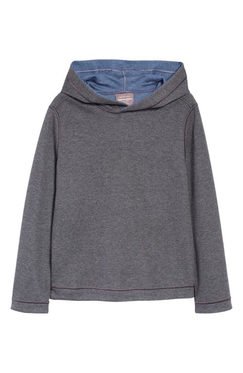 Johnston & Murphy Kids' Solid Reversible Hoodie In Charcoal/blue