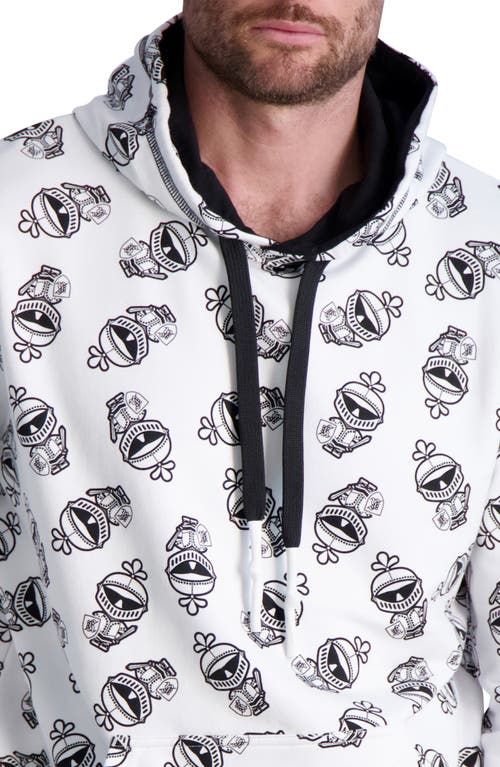 Karl Lagerfeld Armour Karl Cotton Hoodie In White/black