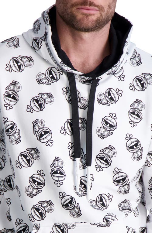 Shop Karl Lagerfeld Paris Armour Karl Cotton Hoodie In White/black