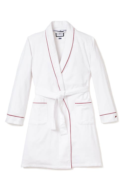 Contrast Piping Cotton Robe in White