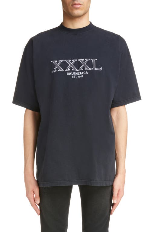 Balenciaga Large Fit Embroidered XXXL Logo T-Shirt in Black/White