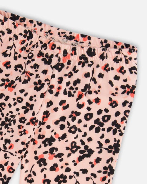 Shop Deux Par Deux Little Girl's Leggings Pink Printed Leopard Flowers In Animal Flowers Print