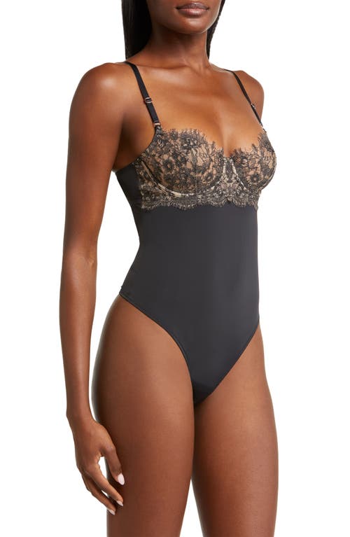 Shop Skarlett Blue Entice Lace Cup Underwire Teddy In Black/nylon