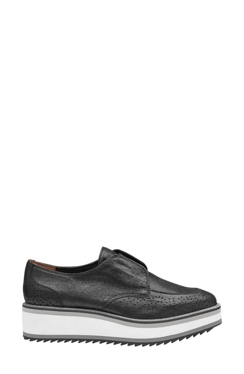 Johnston & Murphy Gracelyn Platform Wedge Derby In Black Metallic Kid Suede