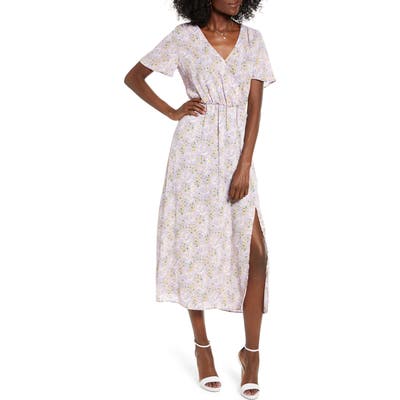All In Favor Floral Faux Wrap Dress, Purple