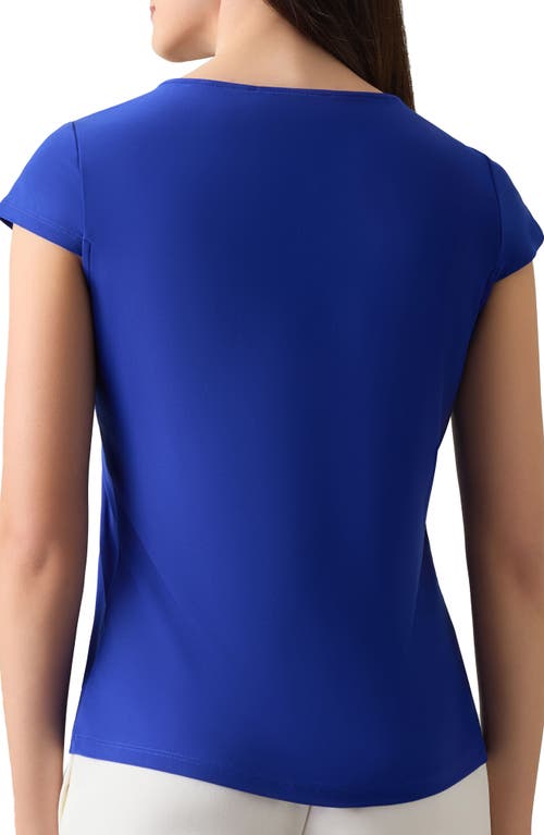 Shop Kasper Cowl Neck Cap Sleeve T-shirt In Royal