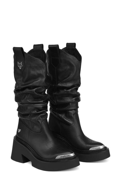 Stable Platform Slouchy Cowboy Boot in Black