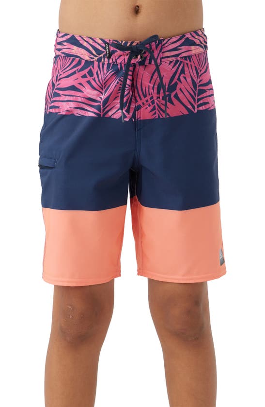 O'neill Kids' Hyperfreak Heat Block Swim Trunks In Coral