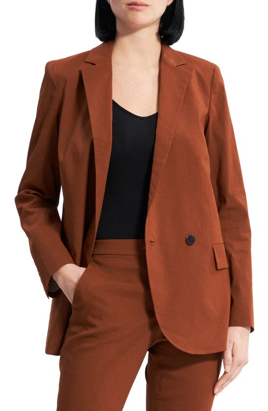 THEORY THEORY DOUBLE BREASTED LINEN BLEND JACKET 