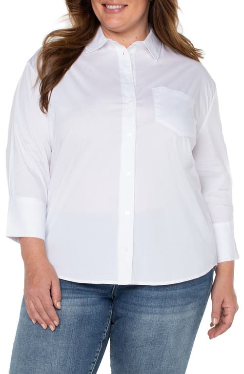 Liverpool Classic Oversized Button-Up Blouse in White