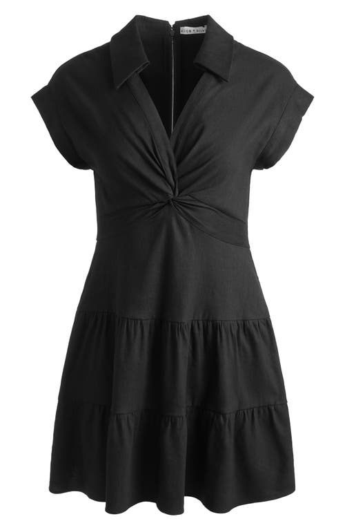 Shop Alice And Olivia Alice + Olivia Mila Center Twist Linen Blend Minidress In Black