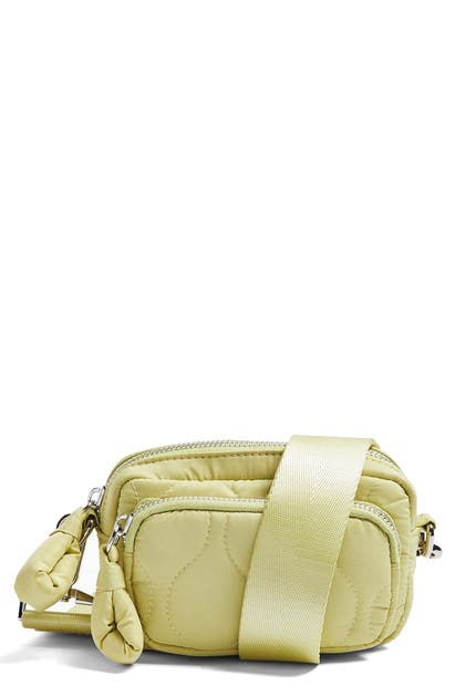 Topshop Micro Quilted Crossbody Bag In Lime