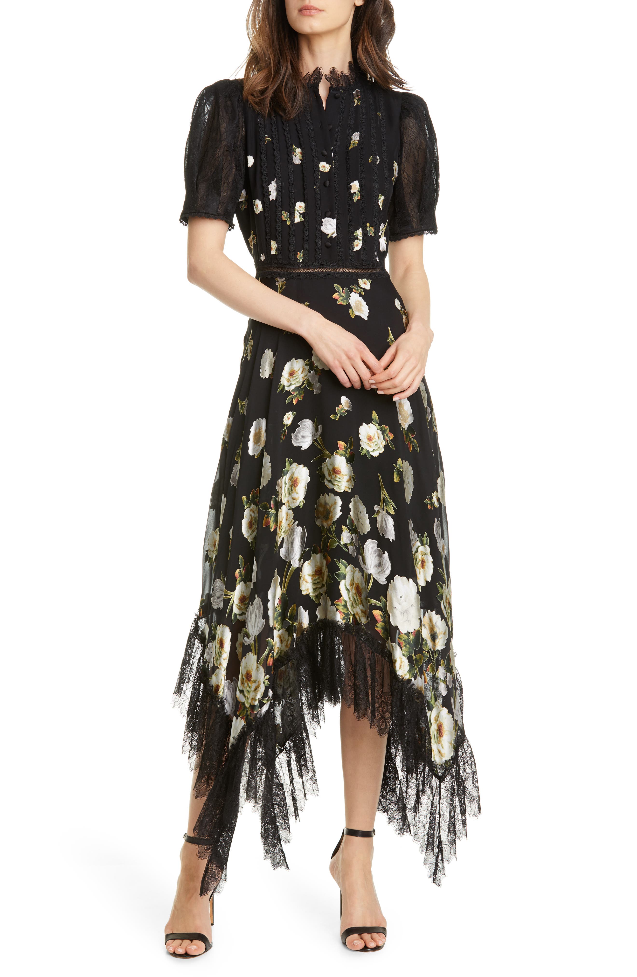 alice and olivia black lace dress