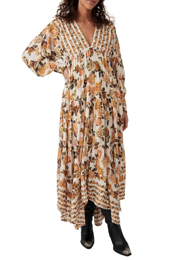FREE PEOPLE FREE PEOPLE ROWS OF ROSES LONG SLEEVE MAXI DRESS