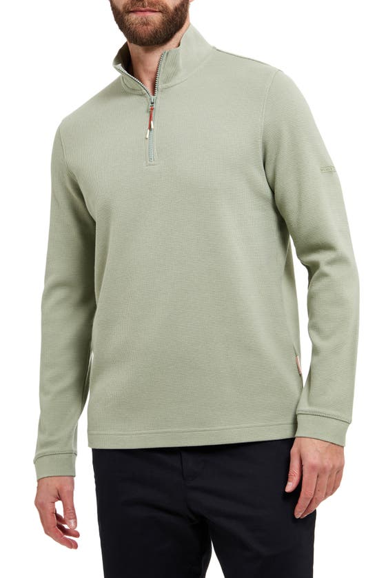 Shop Sealskinz Forncet Quarter Zip Organic Cotton Pullover In Green