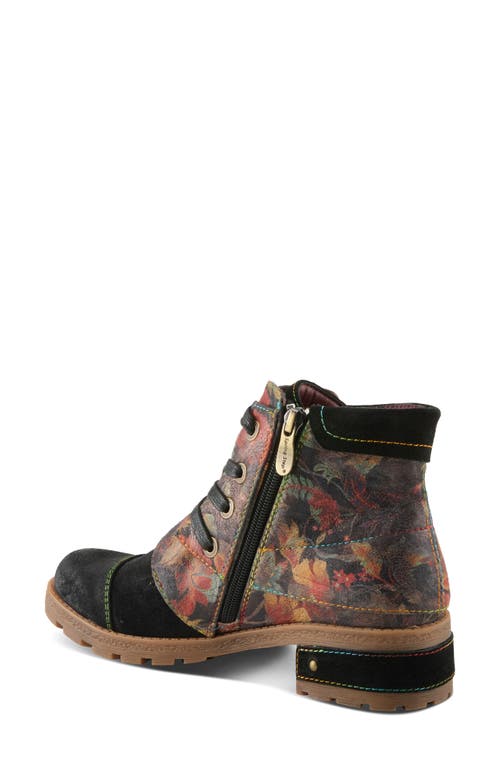 L'artiste By Spring Step Serna Cap Toe Bootie In Black Multi Suede