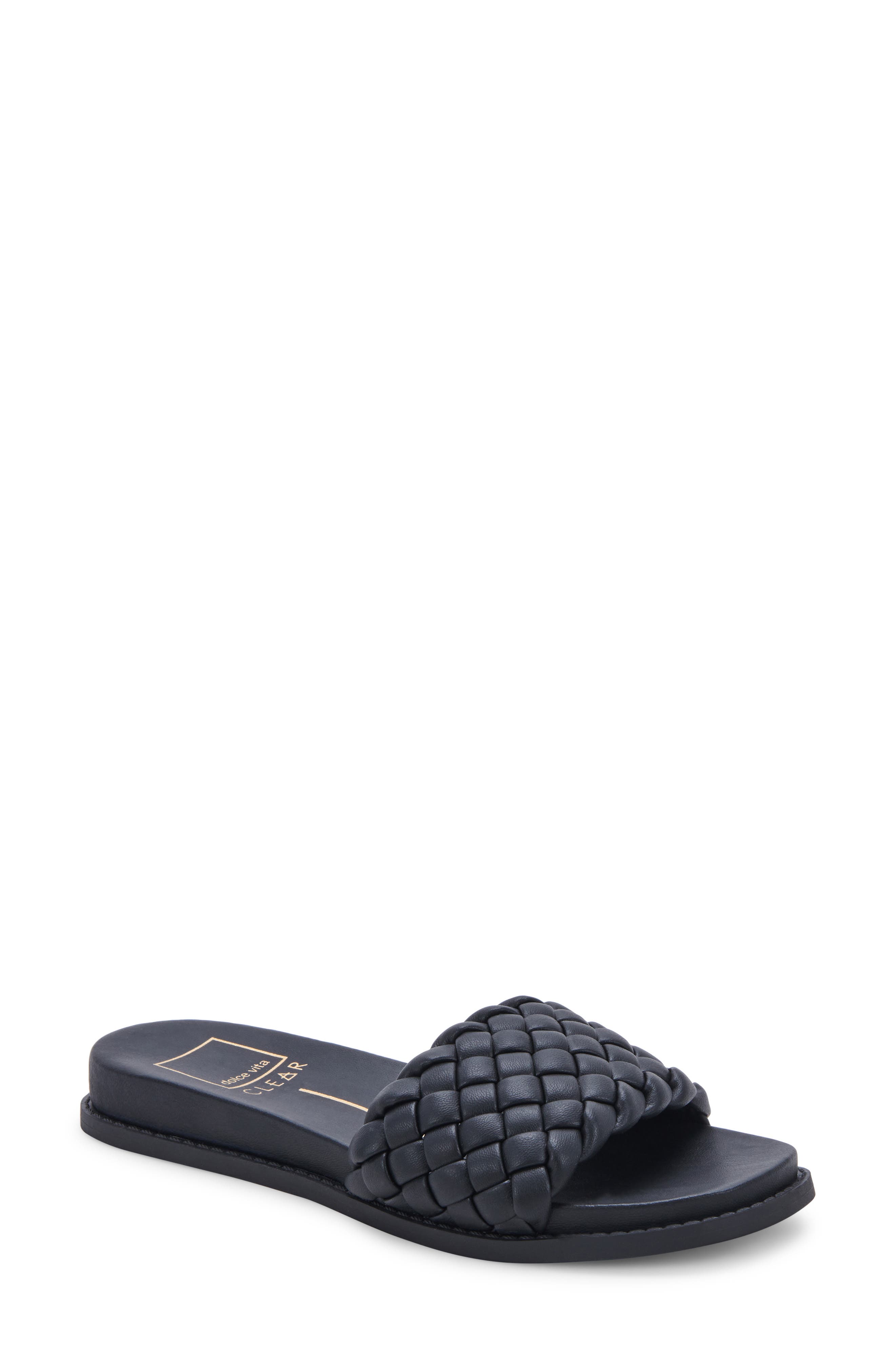 braided black slides