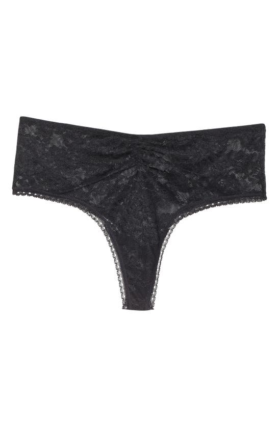 Shop Skarlett Blue Floral Lace Thong In Black