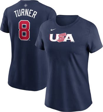 Men's USA Baseball Trea Turner Nike Navy 2023 World Baseball Classic Name &  Number T-Shirt