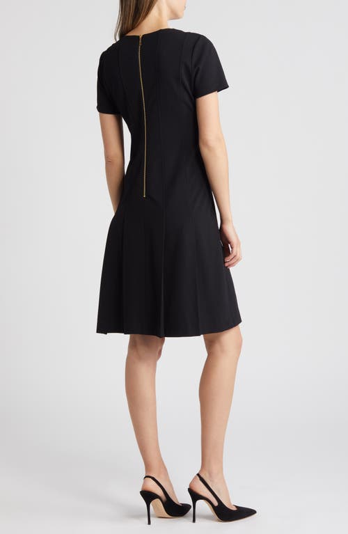 Shop Tahari Asl Stretch Crepe Fit & Flare Dress In Black