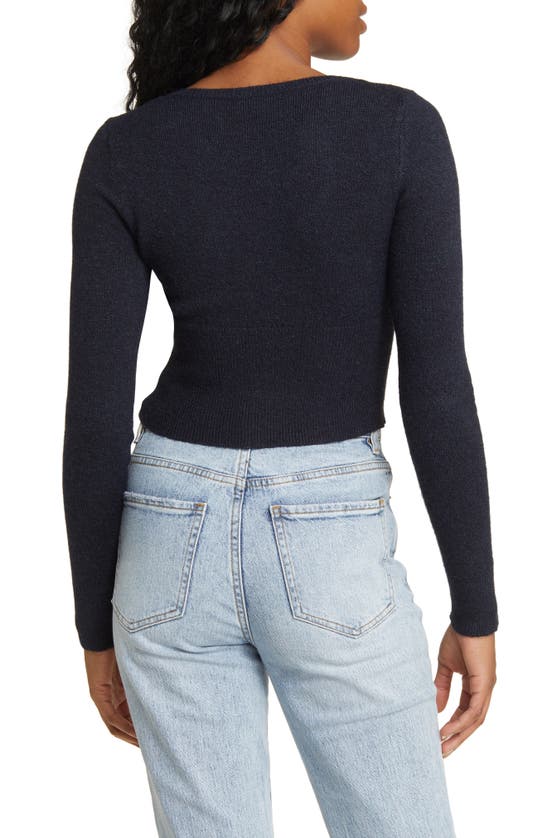 Shop Pacsun Aria Crop Henley Sweater In Navy Blazer