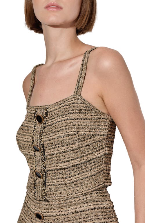 Ming Wang Metallic Tweed Crop Top In Gold/black