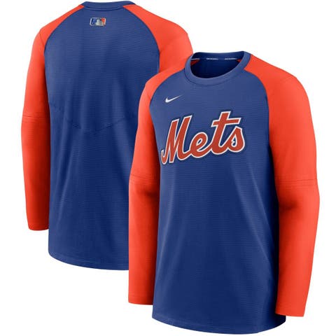 Men's Mitchell & Ness New York Mets Legend Slub Henley Royal and Orange  Baseball Shirt