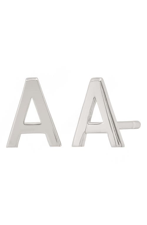 Large Initial Stud Earrings in 14K White Gold-A