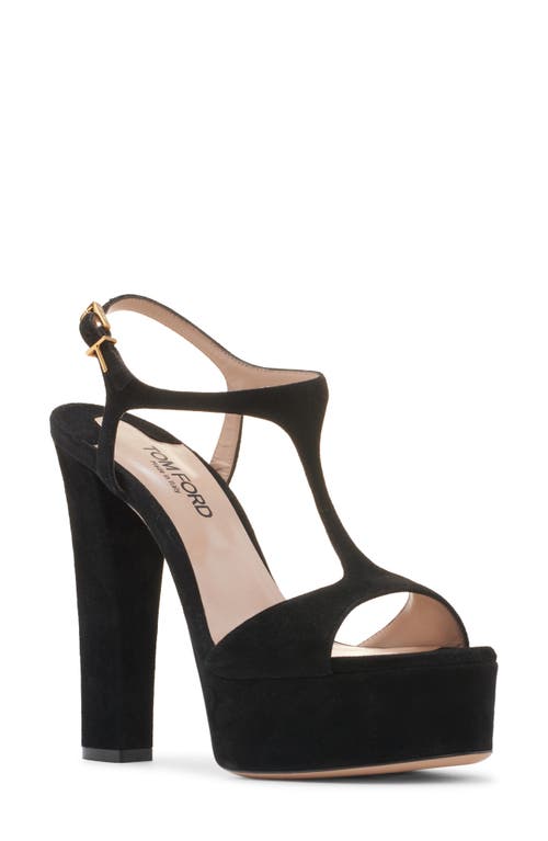 Shop Tom Ford Angelina T-strap Platform Sandal In Black