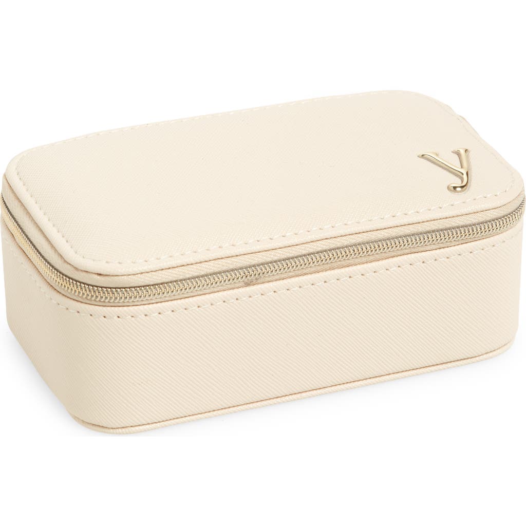 Nordstrom Initial Rectangular Jewelry Box In Y- Cream- Gold