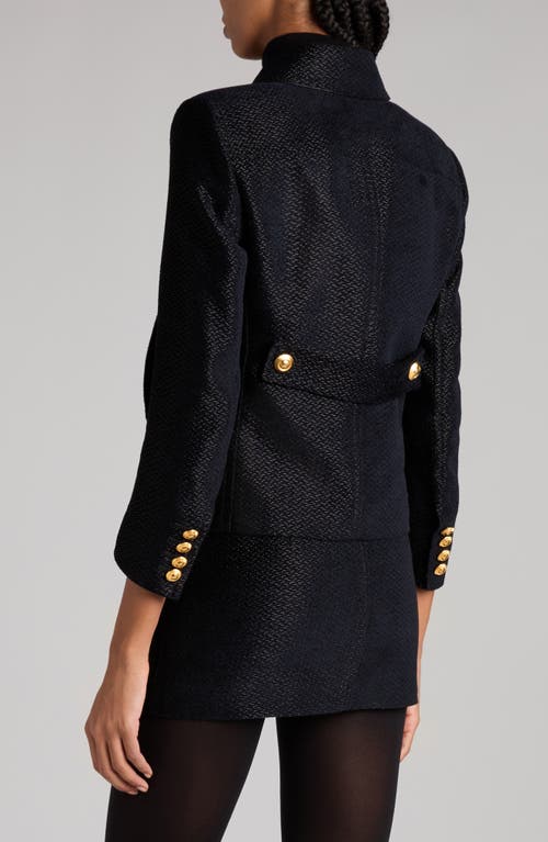 Shop Tom Ford Double Breasted Bouclé Jacket In Combo Black/blue