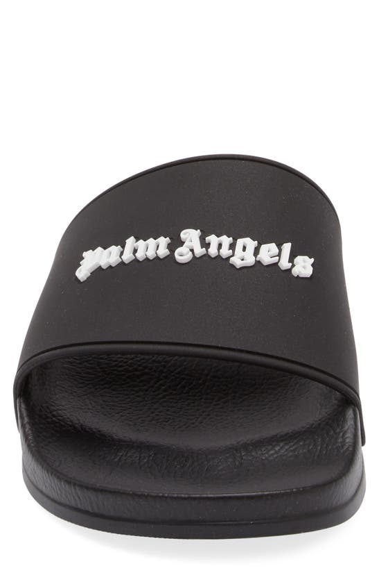 Shop Palm Angels Essential Logo Pool Slide Sandal In Black White