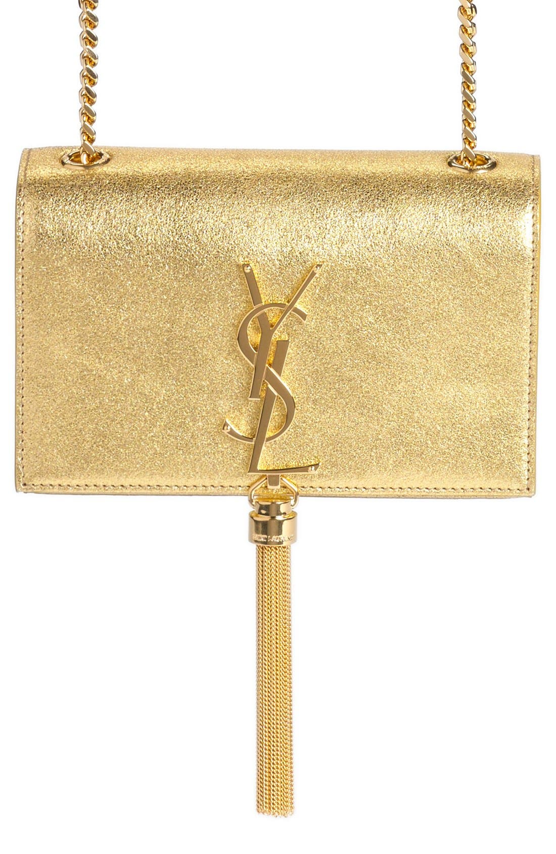 Saint Laurent 'Small Kate Tassel' Metallic Calfskin Leather Crossbody
