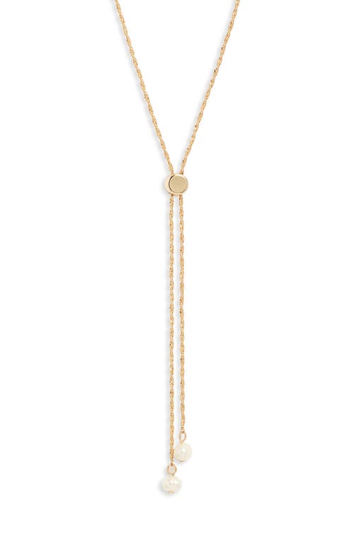 Shop Nordstrom Freshwater Pearl Y-necklace In White- Gold