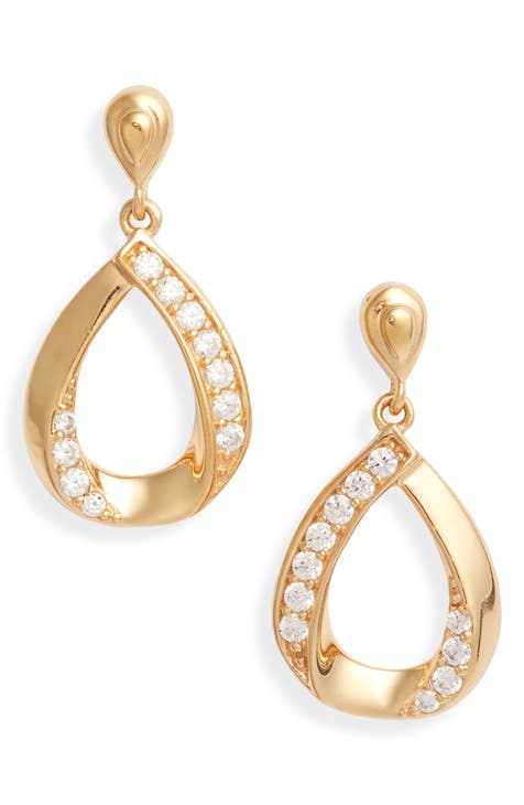 Cubic Zirconia Twisted Teardrop Earrings