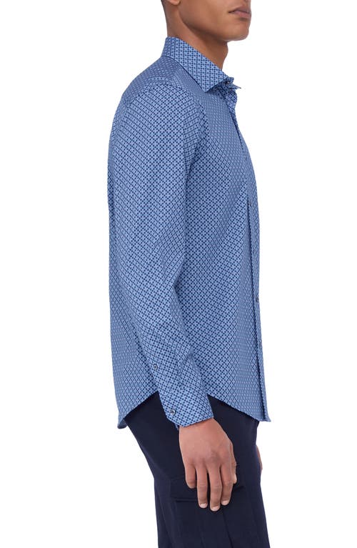 Shop Bugatchi James Ooohcotton® Microcheck Button-up Shirt In Classic Blue