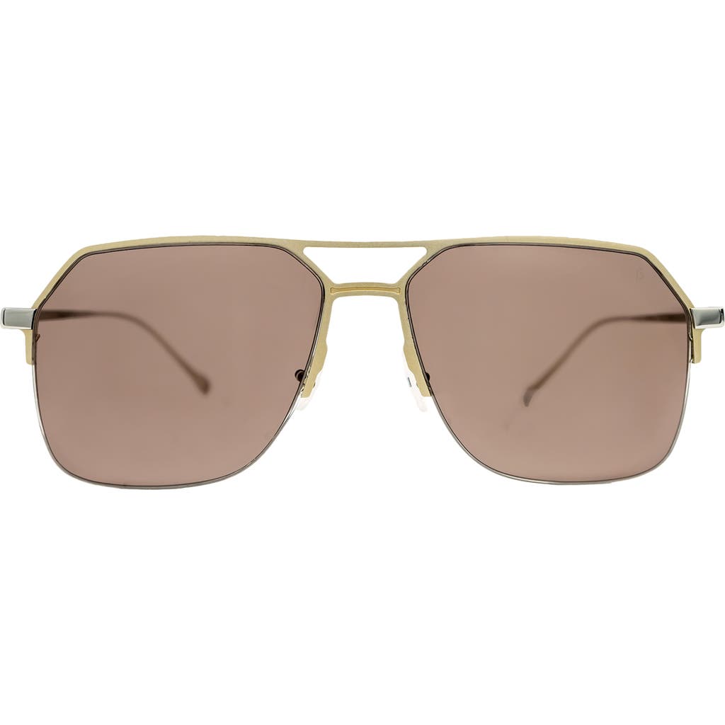 Mita Sustainable Eyewear 57mm Navigator Sunglasses In Gold/matte Silver